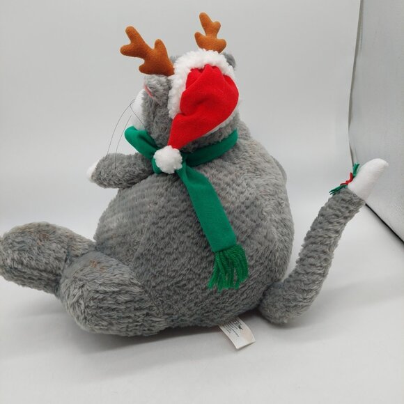 Fat Cat Gray White Plush Design West Neiman Marcus Stuffed Animal Christmas - Picture 7 of 12